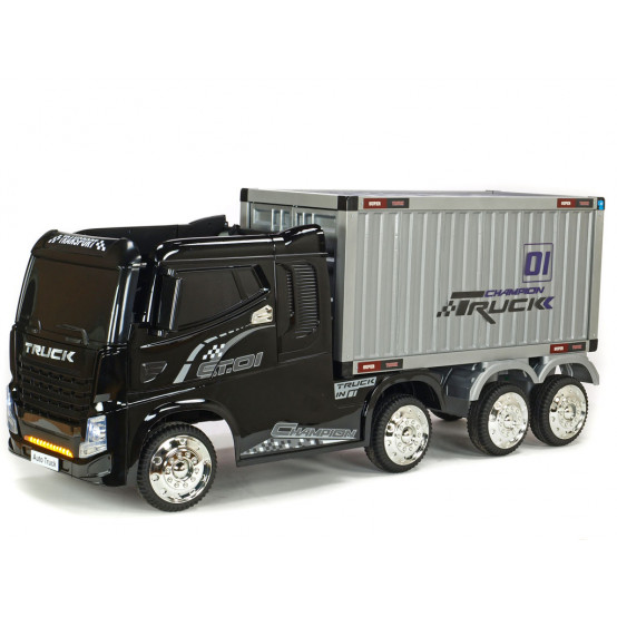 Elektrický kamion Champion Truck s návěsem a kontejnerem, 2.4G dálkové ovládání, 4x4, ČERNÝ LAK